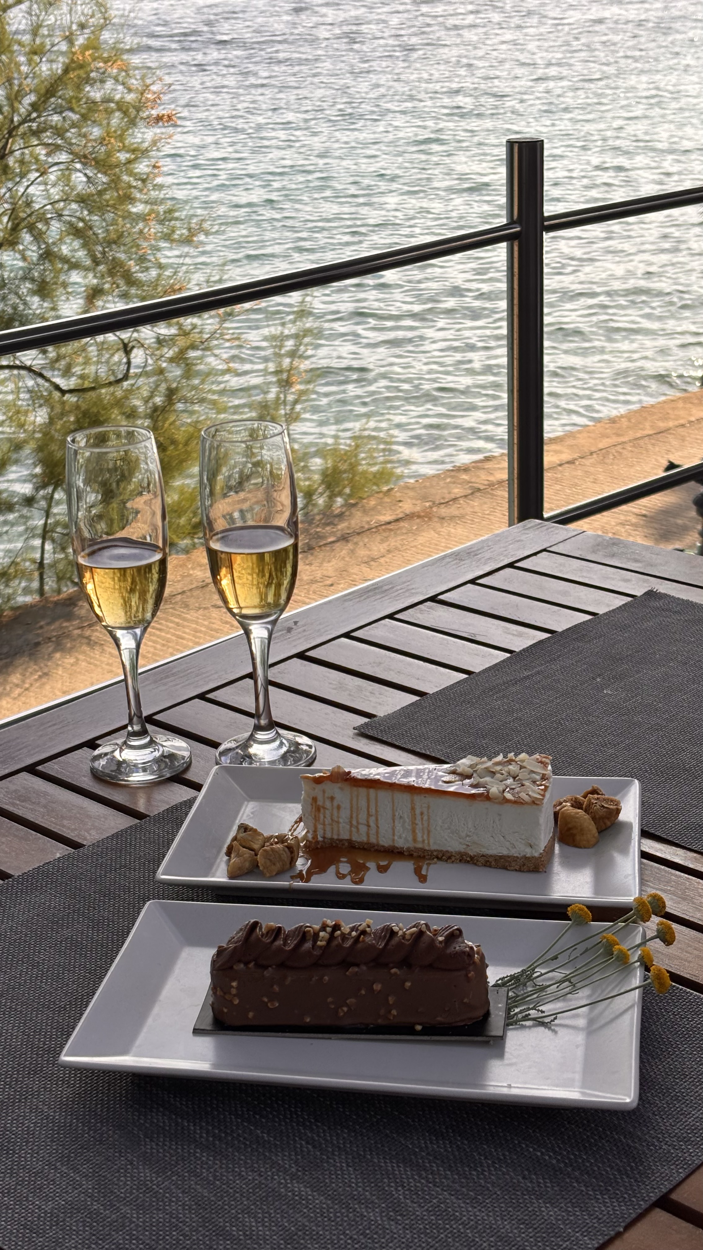 Champagne and desserts on the terrace
